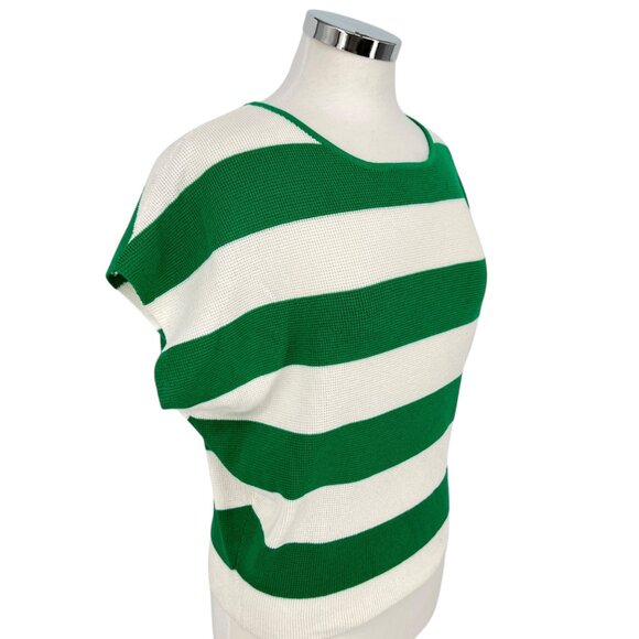 Cyrus Striped Sleeveless Knit Sweater Top White Green Size Small - Picture 2 of 8